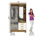 Ver imagem 2 de Guarda Roupa Solteiro B64 Nature Off White com Espelho - Briz Móveis