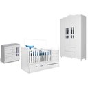 Ver imagem 1 de Quarto de Bebê Ariel 4 Portas com Berço Americano Multifuncional Cleo Branco - Carolina