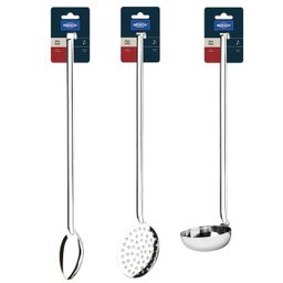 Jogo 3 Utensílios Restaurante Escumadeira Colher de Arroz Concha Grandes Brinox Cozinha Industrial I - 1