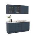 Ver imagem 3 de Cozinha Compacta Modulada 7 Portas 3 Gavetas 100% MDF 1 Tampo Sevilha Azul/Órion