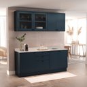 Ver imagem 1 de Cozinha Compacta Modulada 7 Portas 3 Gavetas 100% MDF 1 Tampo Sevilha Azul/Órion