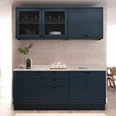 Ver imagem 2 de Cozinha Compacta Modulada 7 Portas 3 Gavetas 100% MDF 1 Tampo Sevilha Azul/Órion