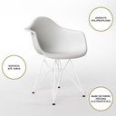 Ver imagem 4 de Mesa Jantar Redonda 110cm Preta Clips 3 Pés com 5 Poltronas Brancas Ferro Branco Marrom