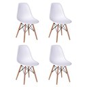 Ver imagem 5 de Conjunto de Mesa de Jantar Eames Eiffel Redonda 110cm Tampo de Madeira Amêndoa com 4 Cadeiras Branca