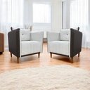 Ver imagem 6 de Kit 2 Poltronas Decorativa para Sala Recepção Consultório Aviv Luxo Corino e Linho