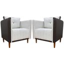 Ver imagem 1 de Kit 2 Poltronas Decorativa para Sala Recepção Consultório Aviv Luxo Corino e Linho