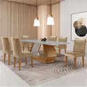 Ver imagem 1 de Mesa de Jantar Alvorada 180cm com 6 Cadeiras Liz Moderna Turim 07/off White/imbuia