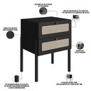 Ver imagem 6 de Cabeceira Solteiro 90cm e 1 Mesa Lateral 2 Gavetas Madeira Moss A03 Nero Preto- Lyam Decor