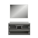 Ver imagem 4 de Conjunto Gabinete para Banheiro Suspenso com Cuba e Espelho em MDF 82cm Enseada Cimento Cinza
