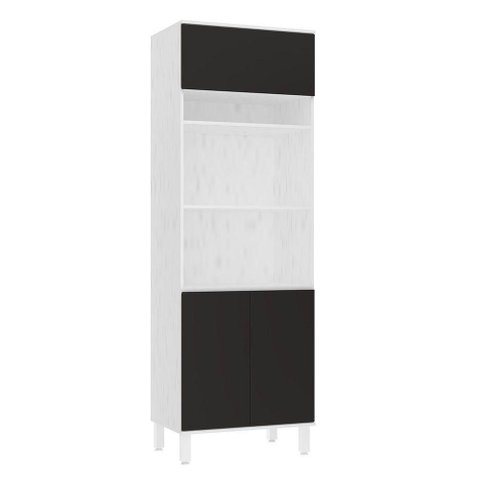 Paneleiro 70cm 3 Portas e 2 Nichos para Forno Microondas Dor Branco/preto