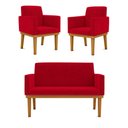 Ver imagem 1 de Kit Sofá Namoradeira + Poltrona Reforçada Vermelha
