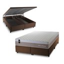 Ver imagem 1 de Conjunto Box Baú Super King Sheffield Marrom 193x203x72 c/ Molas Ensacadas