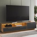 Ver imagem 3 de Rack Tv 75 Pol 200cm com Led 1 Porta Sira Mel/grafite A05 - Mpozenato