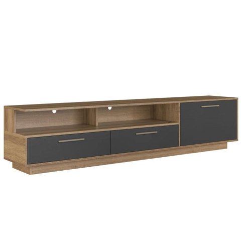 Rack Tv 75 Pol 200cm com Led 1 Porta Sira Mel/grafite A05 - Mpozenato