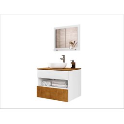 Conjunto para Banheiro Bali Ii com Espelheira e Cuba Branco Naturalle Bechara - 4