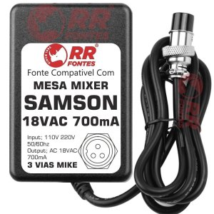 Fonte Ac 18v pra Mesa Som Mixer Samson Mdr6 Mdr8 Mdr10 Mdr16