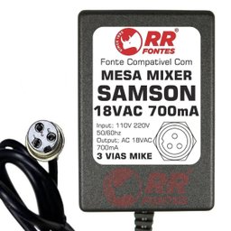 Fonte Ac 18v pra Mesa Som Mixer Samson Mdr6 Mdr8 Mdr10 Mdr16 - 3