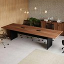 Ver imagem 1 de Mesa Reunião Escritório 3,00m X 1,10m 08 Pessoas com 2 Caixas para Tomadas e Tampo Bipartido 100%