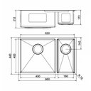 Ver imagem 2 de Cuba Dupla Docol Bistrô 60x40 90021127016 com Canal Equipado Inox Escovado Inox Escovado 90021127016