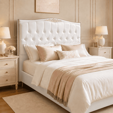 Cabeceira Cama Casal King Greta 195cm Estofada Corino Modena Design Clássico