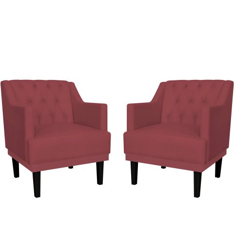Kit 2 Poltronas Decorativa Alice Suede Marsala Pés Madeira Mz Decor