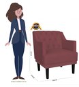 Ver imagem 3 de Kit 2 Poltronas Decorativa Alice Suede Marsala Pés Madeira Mz Decor
