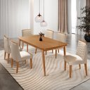 Ver imagem 1 de Mesa de Jantar Copper 180cm Tampo Mdf com 6 Cadeiras Eloise Moderna Mobília