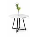 Ver imagem 1 de Mesa de Jantar Redonda Branca Moderna Laís Tampo Mdf Base de Ferro 90cm