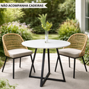 Ver imagem 3 de Mesa de Jantar Redonda Branca Moderna Laís Tampo Mdf Base de Ferro 90cm