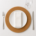 Ver mais imagens de Kit 8 Sousplat Estilo Rattan Dourado 33cm Polipropileno