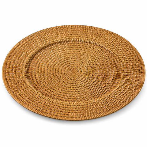 Kit 8 Sousplat Estilo Rattan Dourado 33cm Polipropileno