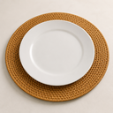Ver imagem 7 de Kit 8 Sousplat Estilo Rattan Dourado 33cm Polipropileno