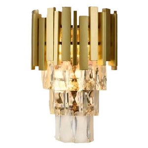 Arandela Sindora Dcb00461 Metal Dourado/ Cristal Transparente Φ30x22cm E14x2