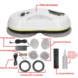 Robo Inteligente Limpador Vidro Reservatorio Controle Limpa Janela Azulejo Vidraça Vitrine Box Espel - 7