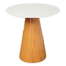 Mesa Lateral Cone Base Laminada em Madeira Natural e Tampo 51 cm - Laqueado Off White - Marrom - 1