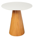 Ver imagem 1 de Mesa Lateral Cone Base Laminada em Madeira Natural e Tampo 51 cm - Laqueado Off White - Marrom
