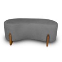 Ver imagem 2 de Puff Orgânico Curvo Pé de Madeira Decorativo para Sala Confortável e Reforçado Bouclé