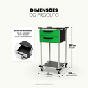 Ver imagem 4 de Carrinho Auxiliar Organizador Multiuso com 2 Gavetas, Estrutura em Aço, Tampo em Psai - Mad.U Two