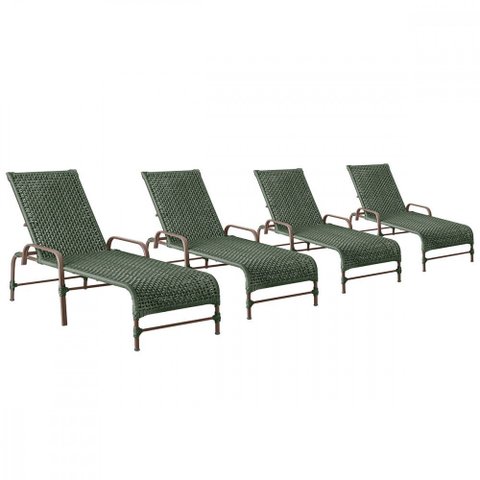 4 Espreguiçadeiras Reclinavel Catar Marrom Corda Nautica Trama Original