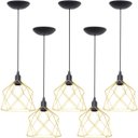 Ver imagem 1 de 5 Pendentes Aramado Cálice Luminária Lustre Teto Retrô Vintage Industrial Balcão Dourado