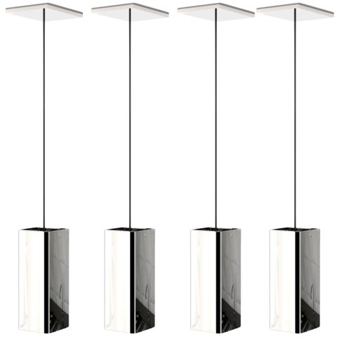 Kit 4 Pendentes Luminária Quadrado Industrial Inox F.elg