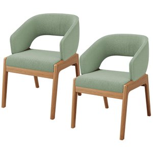 Kit 02 Cadeiras de Jantar e Estar Living Estofada Lince Nature L02 Bouclê Oliva - Lyam Decor