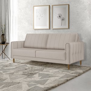 Sofá Living Biagio Pés Madeira 2,40m - Fortbello Estofados:bege