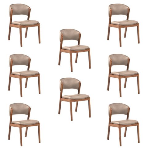 Kit 8 Cadeiras Decorativa Sala de Jantar Luxo Luna Facto Fendi - Mozzelar