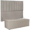 Ver imagem 3 de Kit Cabeceira Cama Box Casal King 195cm com Calçadeira Baú Dália W01 Linho Bege - Lyam Lyam Decor