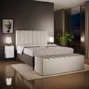 Ver imagem 1 de Kit Cabeceira Cama Box Casal King 195cm com Calçadeira Baú Dália W01 Linho Bege - Lyam Lyam Decor