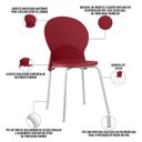 Ver imagem 2 de Kit 04 Cadeiras para Sala de Jantar Cozinha Mond F02 Base Aço Branco Vermelho - Lyam Decor