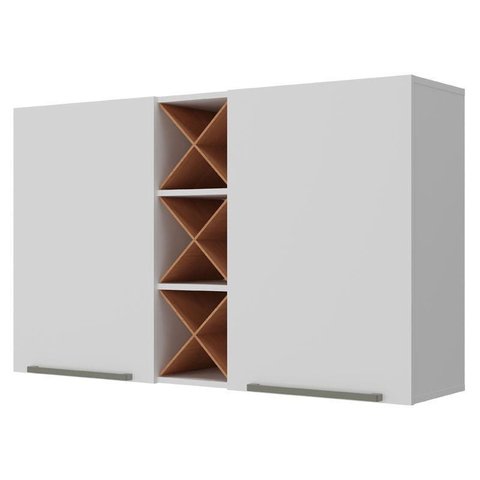 Armário Aéreo 120 Cm Favorita 2 Portas Branco Lacca - Zanzini