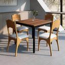 Ver imagem 1 de Mesa Cozinha e Refeitório 90cm x 90cm Pés Metal com 4 Cadeiras de Jantar Dalla Costa 100% MDF Casa