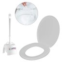 Ver imagem 1 de Assento Vaso Sanitário Tampa Oval Soft Branco + Escova Sanitária Base Redonda